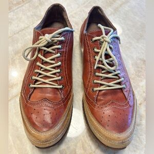 Herilios Men’s Two-Tone Leather Casual Lace-Up Shoes Size 10.5 Brown and Tan EUC